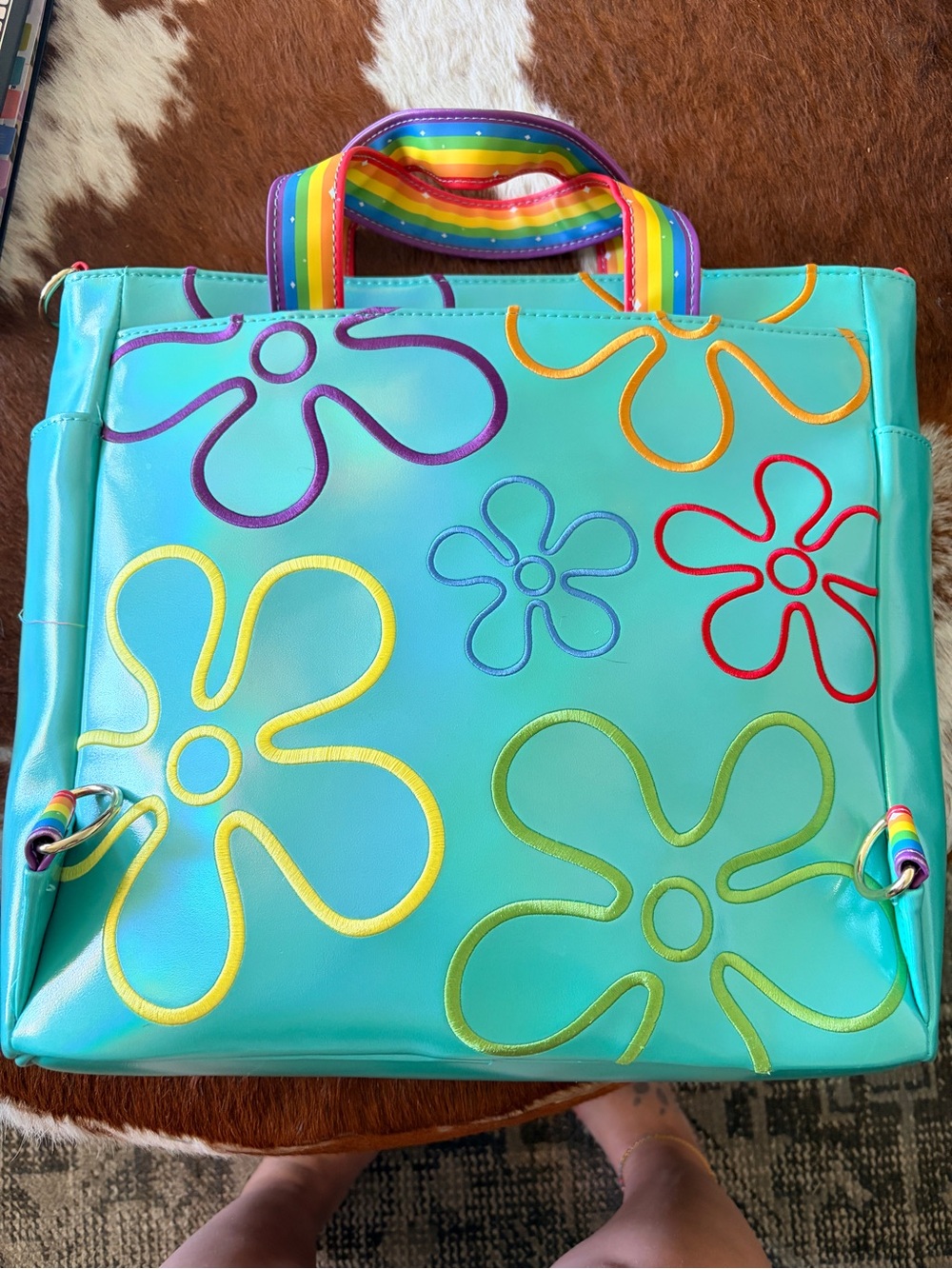 Loungefly Turquoise SpongeBob Rainbow Handle Tote - Picture 2 of 2